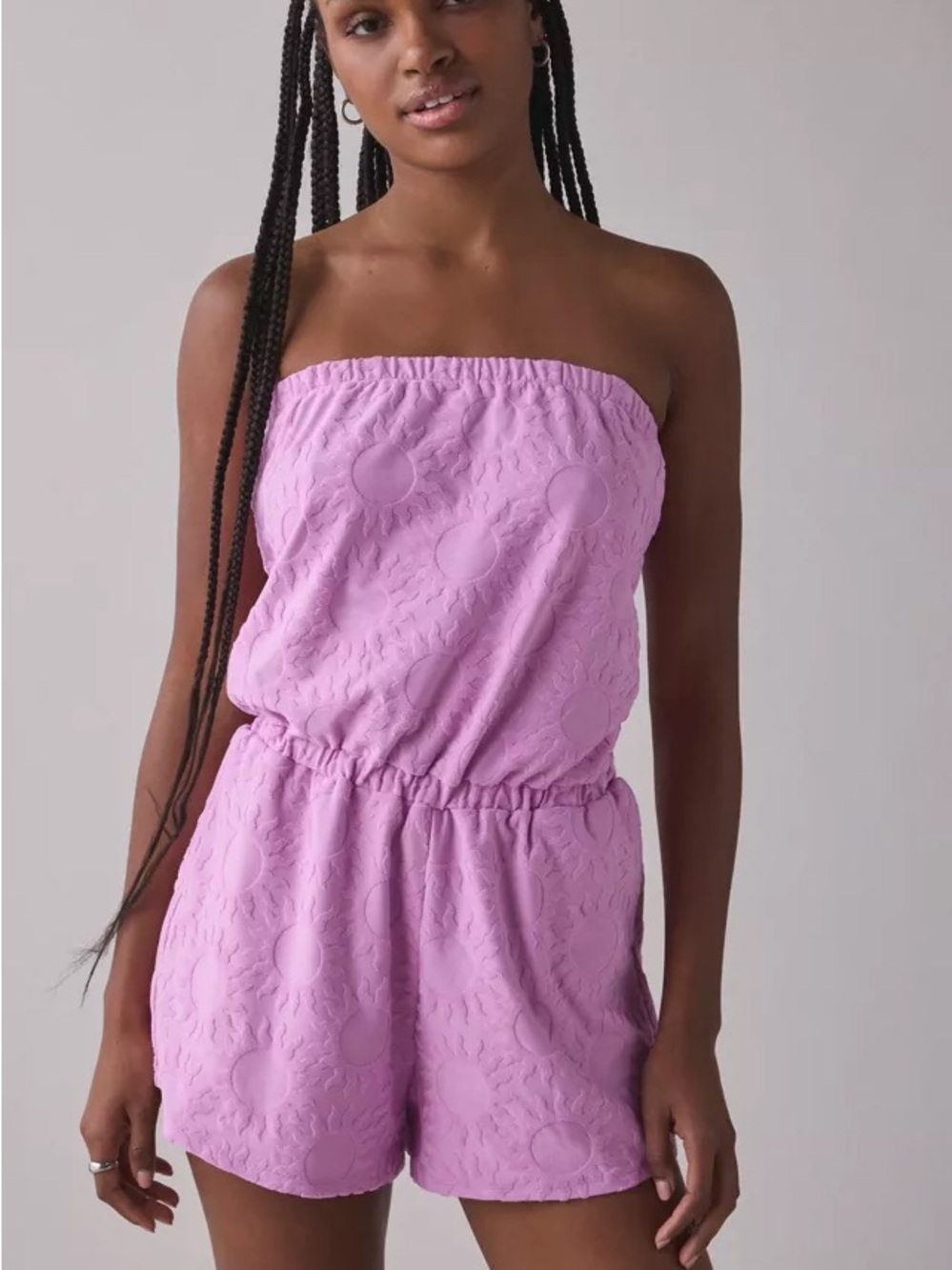 ROXY Strapless Terry Cloth Romper Cover-Up | Pink Sun Texture | NWT | Medium